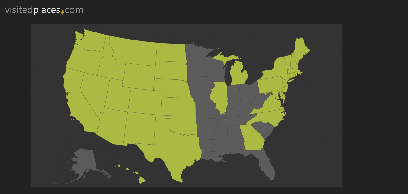 Die besuchten USA-Staaten